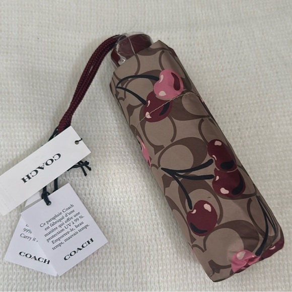 Coach Brown and Pink Patterned Umbrella - Picture 4 of 5